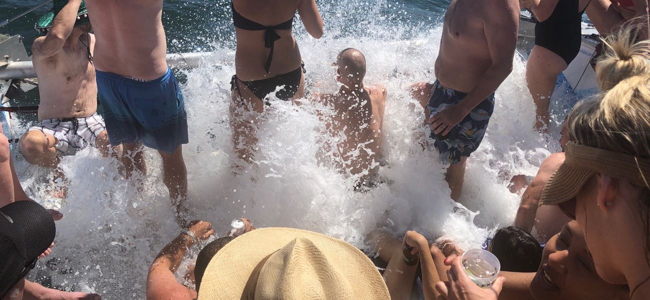 Ocean Life catamaran splash time