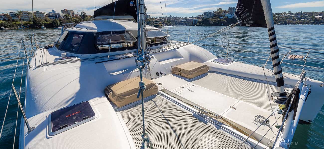 Blue Sky catamaran front view