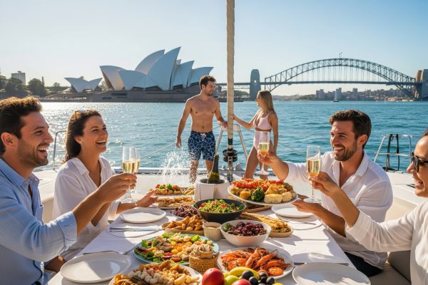 Is 4 hours enough for a swim and a meal on Sydney Harbour? - Sydney Catamaran Hire