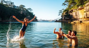 Which Sydney Harbour bays stay calm for swimming on a windy day? - Sydney Catamaran Hire
